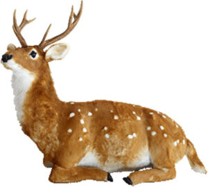 Cerf brun couché – tête droite animée