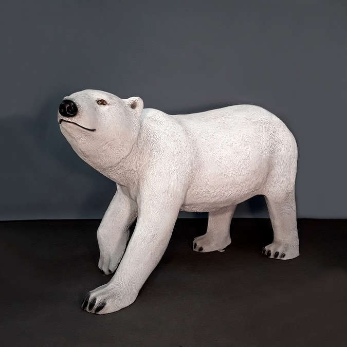 Grand ours polaire tête en l’air en résine