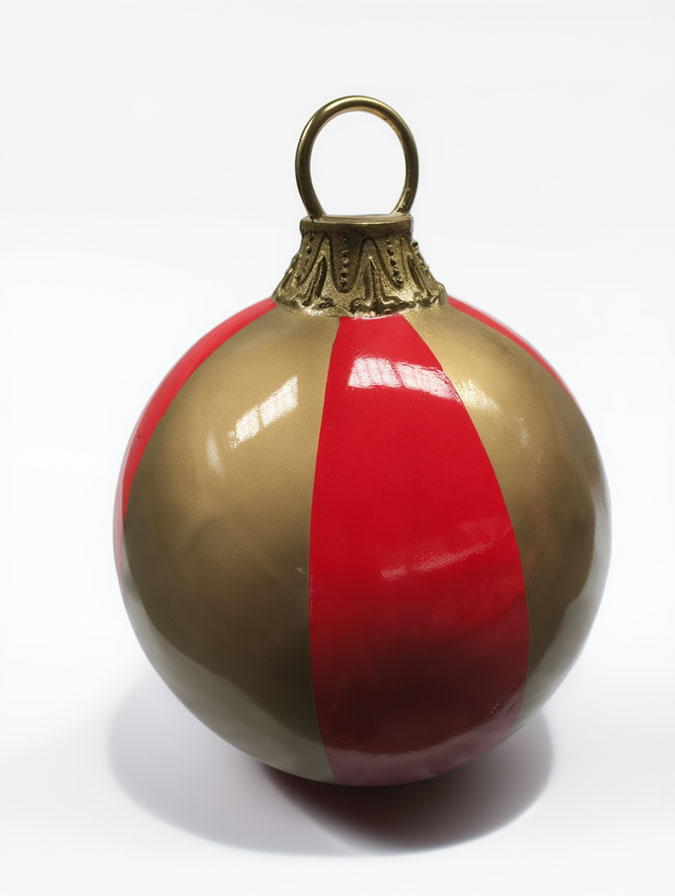 Boule de Noël rouge et or en résine à suspendre