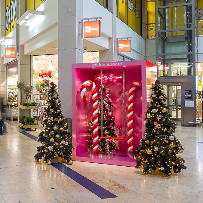 InstaBox Noël Candy Cane rose – Décor Instagrammable
