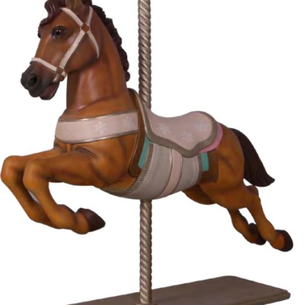 Cheval brun sur tige carrousel
